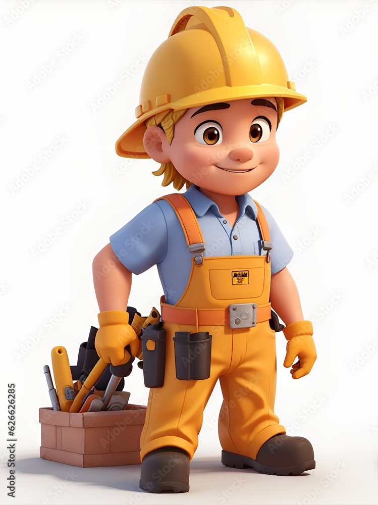 3D cartoon character of a labor 3D cartoon character of a labor