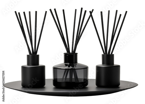 black diffuser bottle with sticks