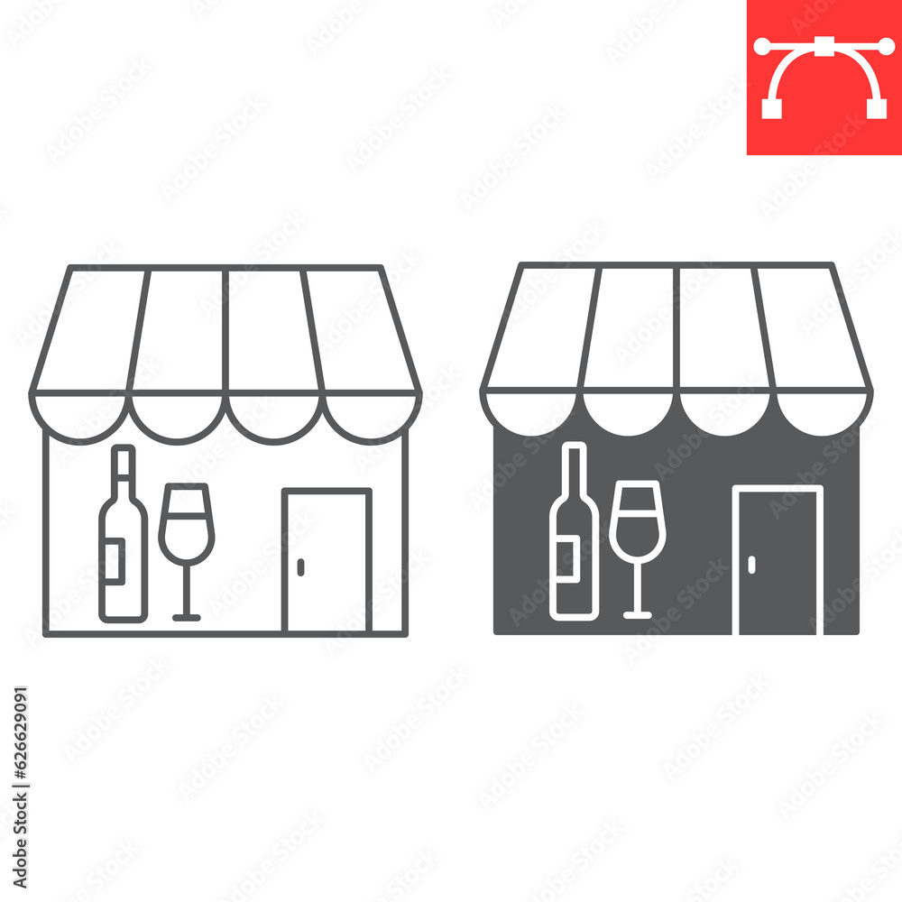 Wine shop line and glyph icon, restaurant and alcohol, store vector icon, vector graphics, editable stroke outline sign, eps 10.