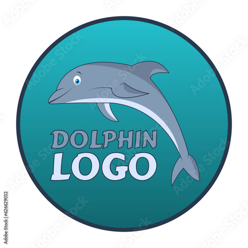 Vector bright logo with a dolphin and text.