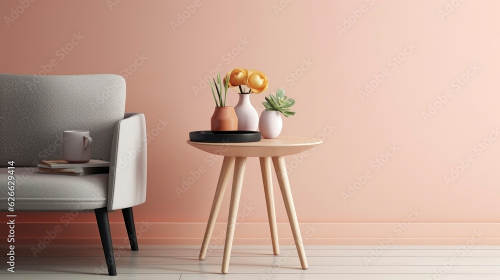 A Photo of Scandinavian Style Side Table with Scandi - inspired Design. created with Generative AI technology