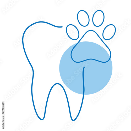 Pet Tooth icon stroke line. Dental veterinary symbol dog and cat. Pet healthcare. Vector illustration isolated on white background