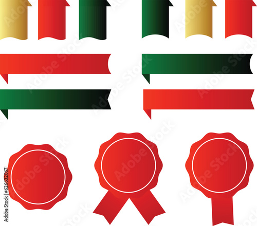 set of red and gold ribbons