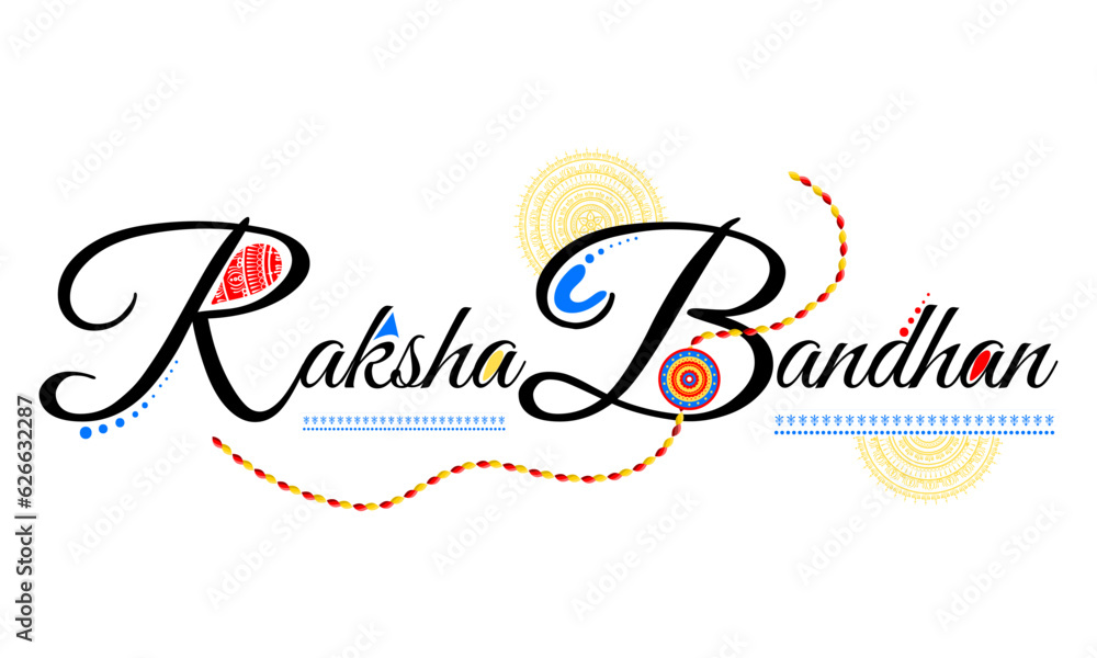 Happy Raksha Bandhan Black Typographic Design Template with White Background
