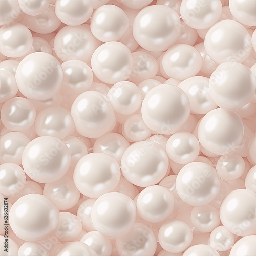 Abstract 3d white background, organic shapes seamless pattern, round pearl spheres texture.