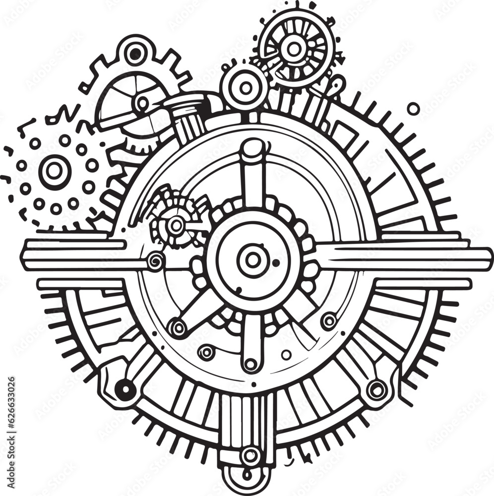 machine with gears and cogs line machine with gears and cogs line