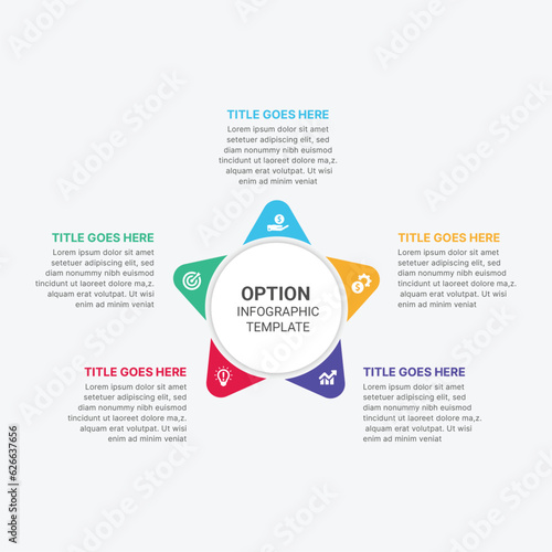 Five 5 Steps Options Circle Business Infographic Template Design