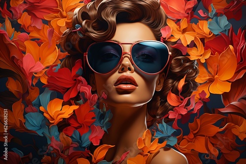 Portrait of a fashionable woman wearing sunglasses  generative ai