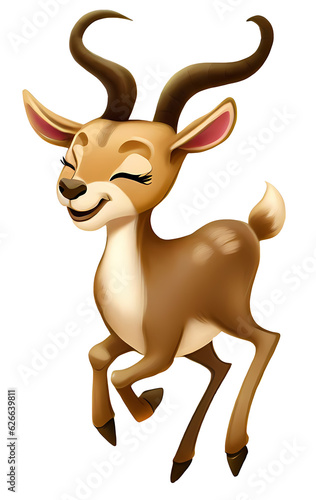 Happy gazelle character  shaded cartoon