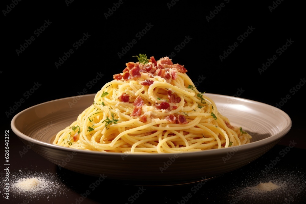 Spaghetti carbonara in bowl. Spaghetti carbonara in bowl.