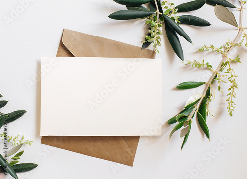 blank note paper with rosemary