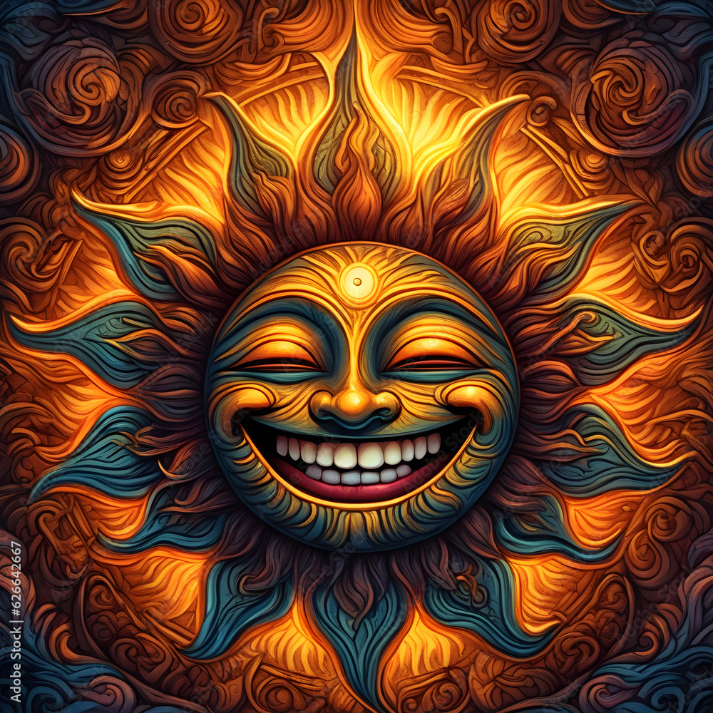 abstract sun background tatto smile