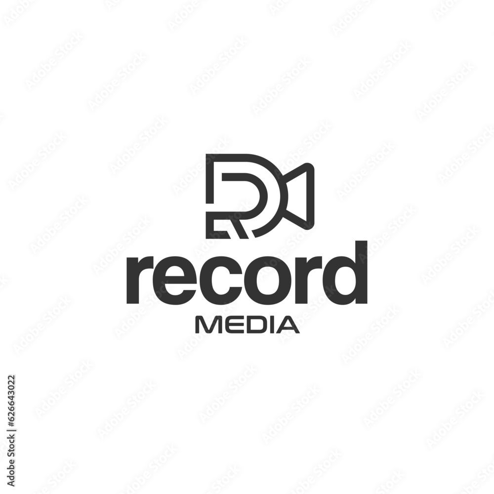 Flat Letter Mark Record Media Camera logo design