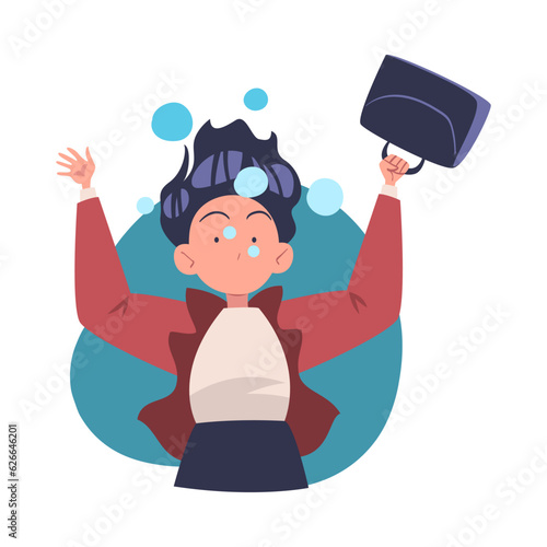 Woman Entrepreneur Character Drowning in Water Vector Illustration