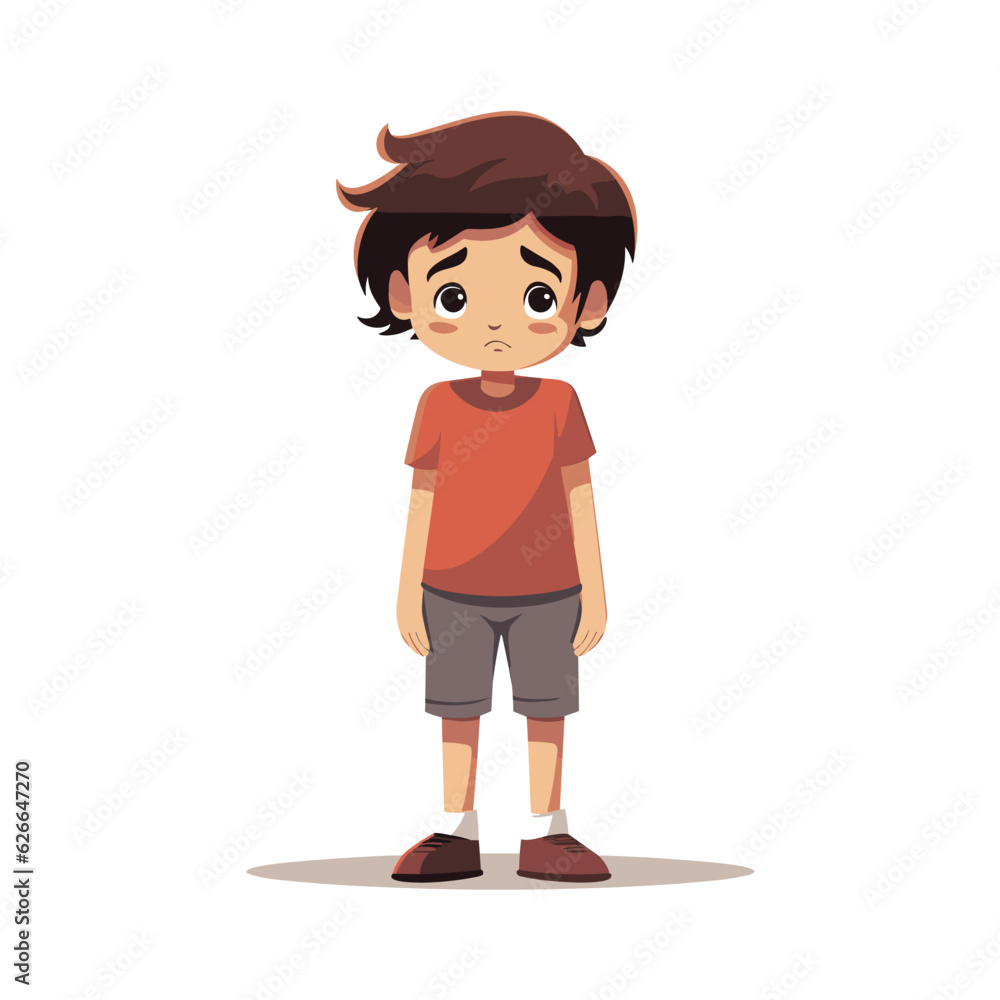 sad kid vector flat minimalistic isolated illustration