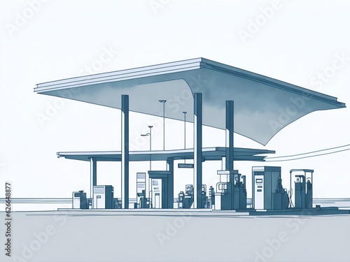 Gas station blueprint. AI generated illustration