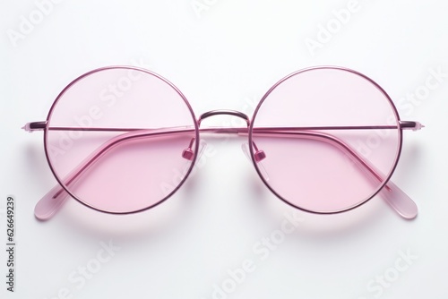 rose-colored round glasses on isolated background 