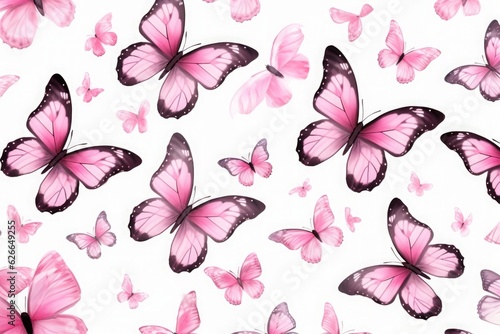 Pink bright watercolor butterflies on white backdrop © Kishore Newton