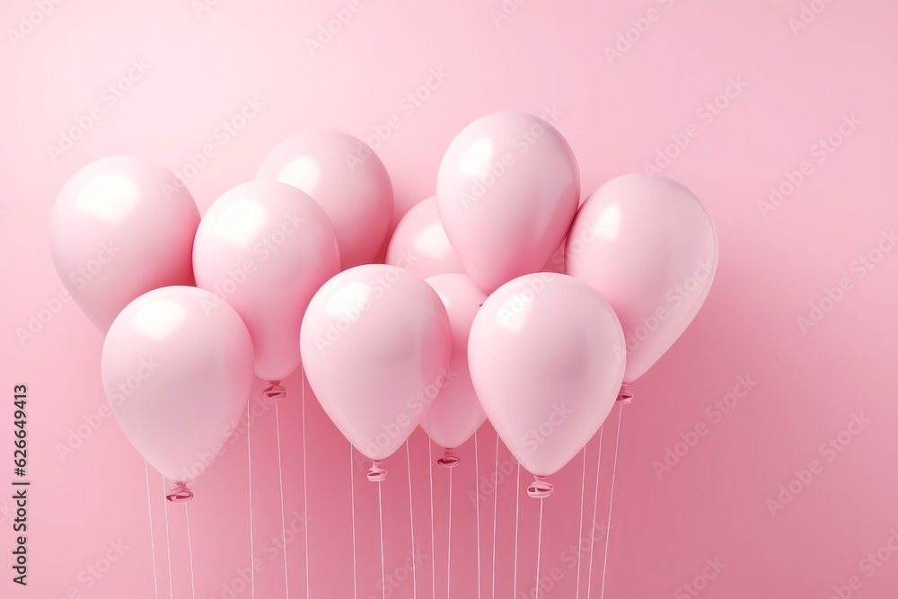 Balloons on pastel pink background.