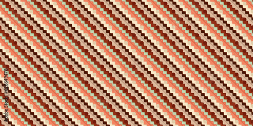 Diagonal ladder made of coffee zag-zags. Seamless pattern with angular diagonals. 