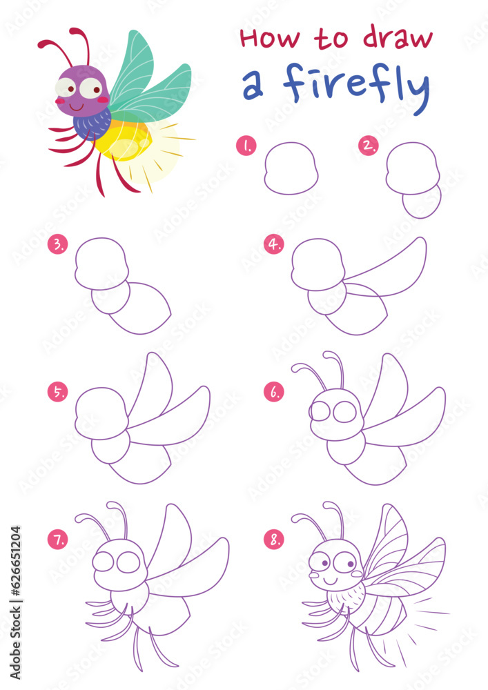 How to draw firefly vector illustration. Draw firefly step by step