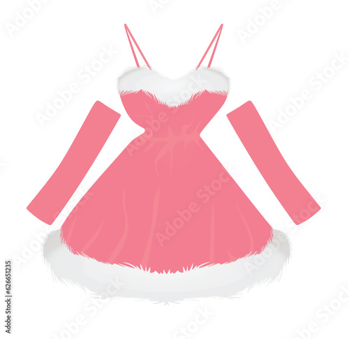 Pink Santa girl dress. vector illustration