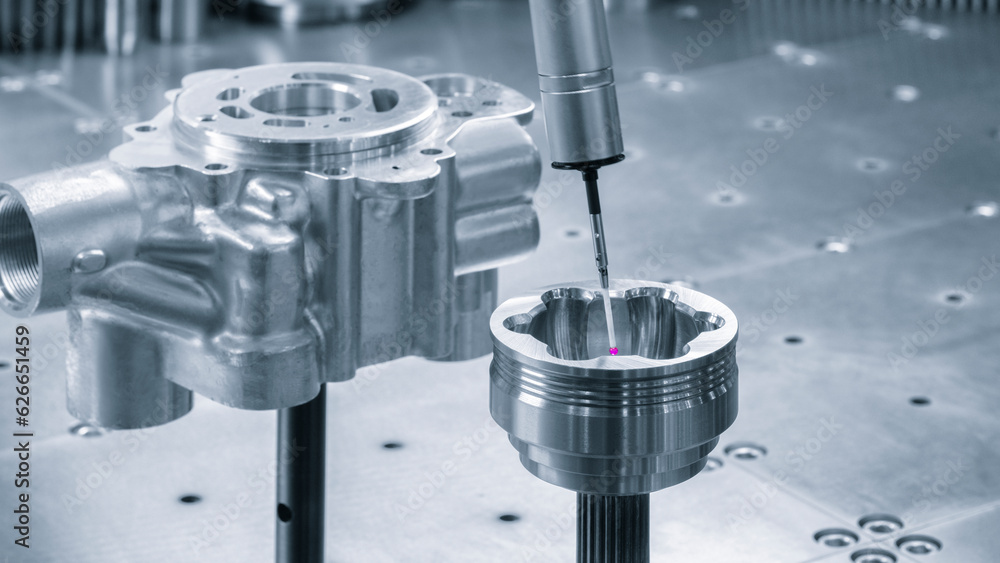 Quality control on milling CNC machine, coordinate measuring machine ...