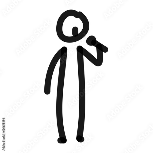 announcer speaking to microphone line art doodle