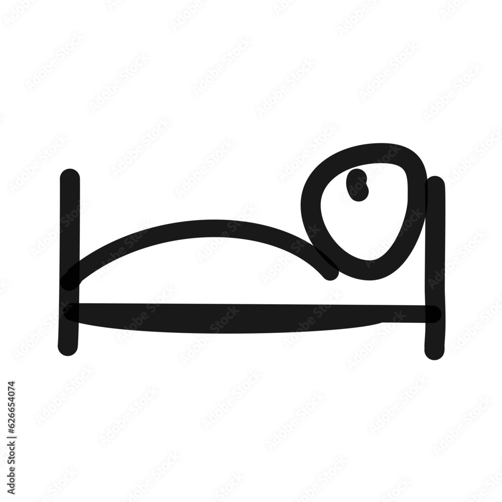 sleeping figure in. bed simple line art vector doodle Stock Vector ...