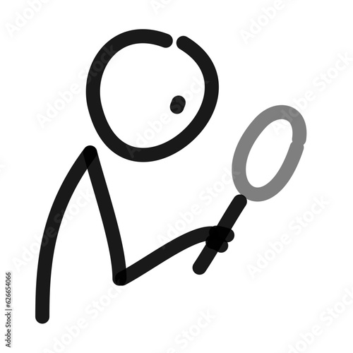 stick figure magnifying glass doodle