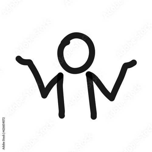 shrugging block figure, simple line art doodle