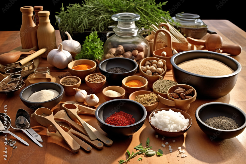 Fototapeta premium Highlighting different types of food culinary ingredient