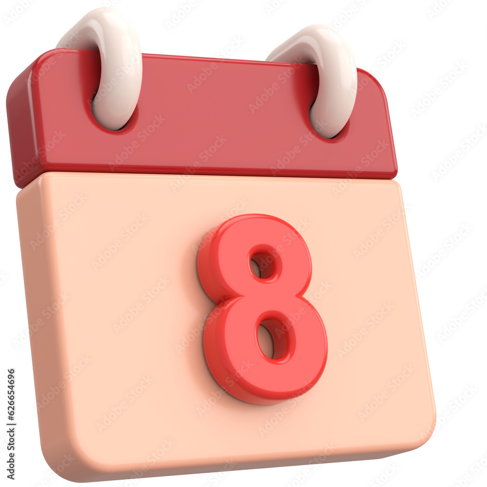 8th. Eighth day of month. Calendar. 3D illustration. 8th. Eighth day of month. Calendar. 3D illustration.