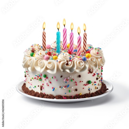 Birthday cake with candles isolated