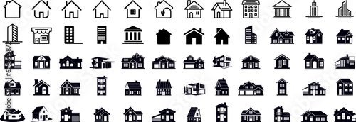 house and building icons. Real estate. Flat style houses symbols for apps and websites on whitr background. Vector illustration