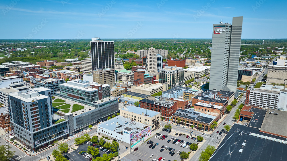 Downtown Fort Wayne business buildings aerial skyscraper offices