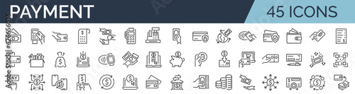 Tableau sur toile Set of 45 outline icons related to payment