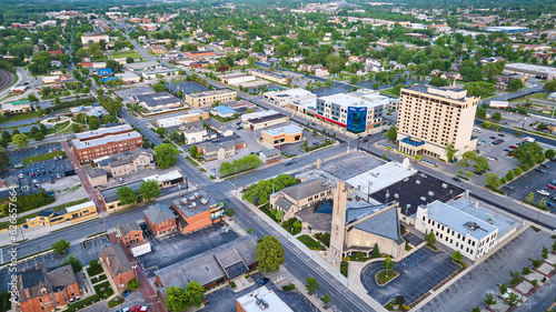 Industrial downtown office buildings in Fort Wayne Indiana aerial