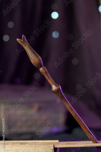 Obraz na plátně The magic wand made is decorated with carvings