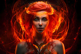Portrait of a beautiful queen of fire