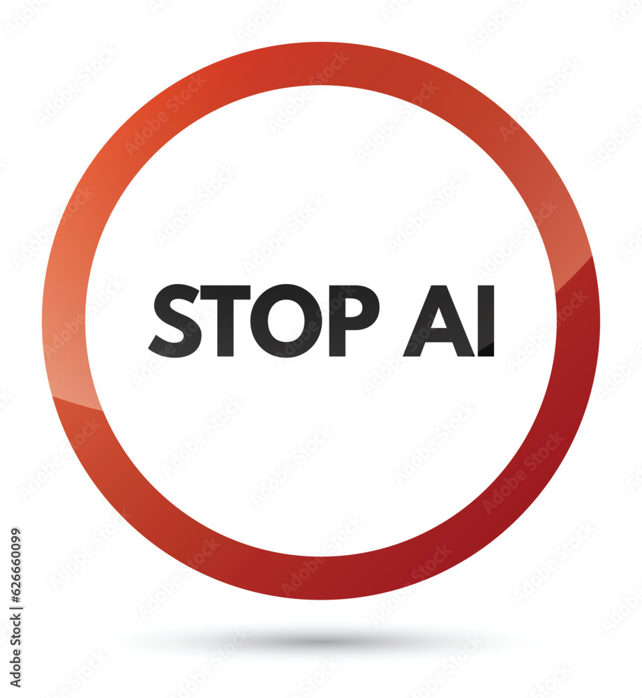 No to artificial intelligence. Prohibition of AI. Stop sign, icon, logo No to artificial intelligence. Prohibition of AI. Stop sign, icon, logo