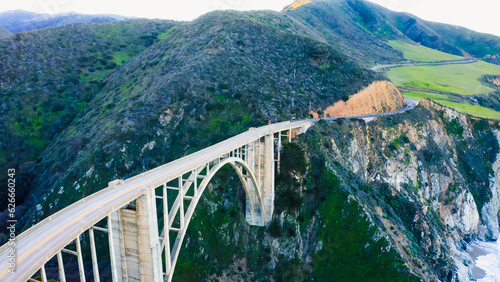 Bixby Creek Bridge,Highway 1 and Big Sur coast California. Bixby Canyon Bridge in California and Big Sur. 