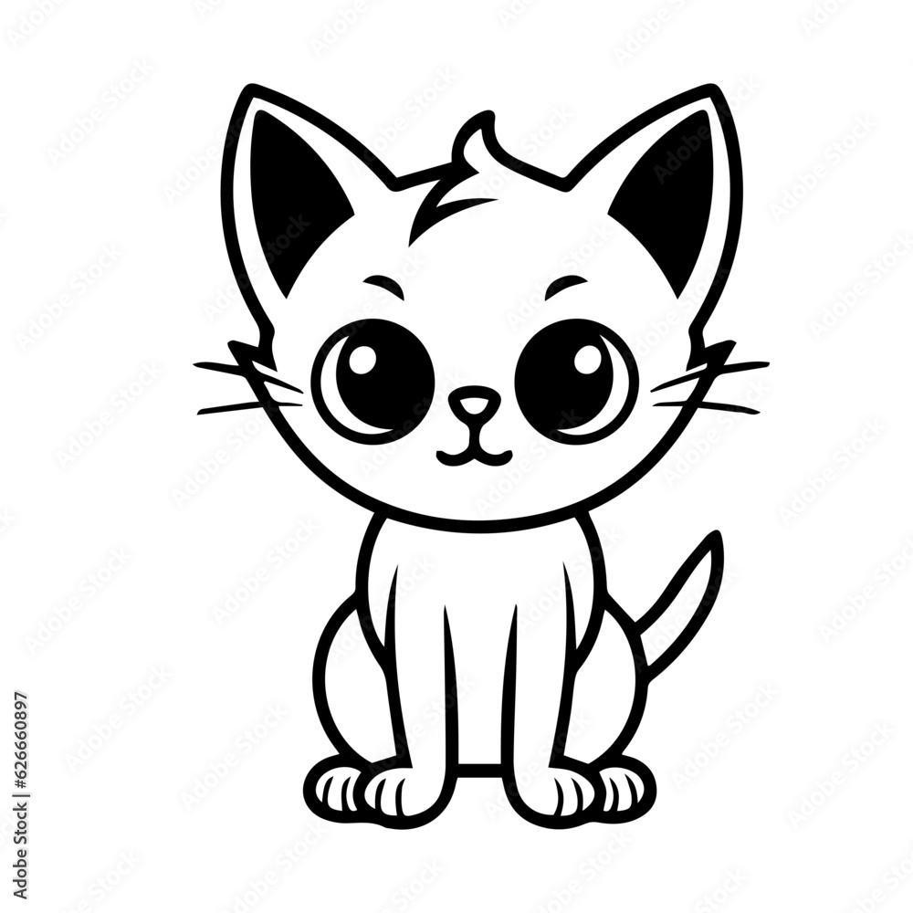 Obraz premium cute doodle cat illustration
