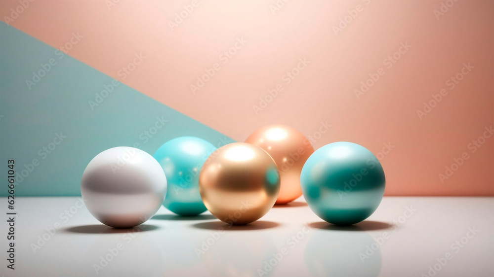 A Set of Spheres on a Pink and Blue Background A Set of Spheres on a Pink and Blue Background