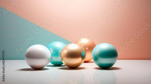 A Set of Spheres on a Pink and Blue Background
