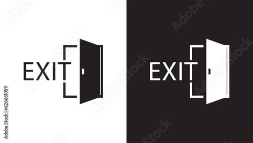 Entrance and exit vector icons and sign. Typography design. Open  Close door. Login, logout, register, password, vip entrance, key, lock or exit vector illustrations.