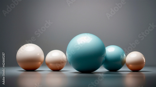 A Set of Spheres on a Gray Background