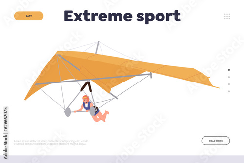 Extreme sport landing page design template offering skydiving descending outdoor recreation