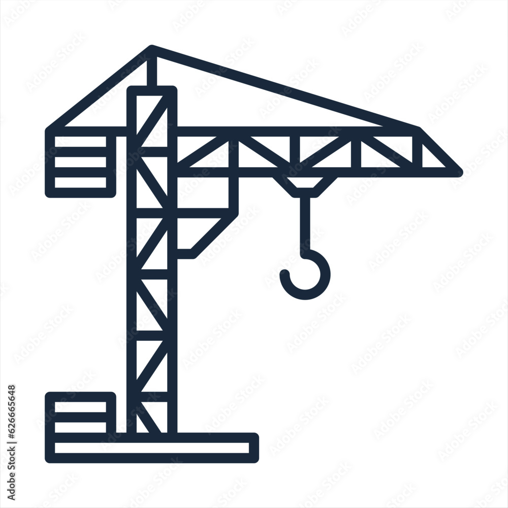 Building crane Icon Vector. Flat vector illustration in black on white background.tower crane civil engineer icon vector. tower crane civil engineer sign. Building crane Icon Vector. Flat vector illustration in black on white background.tower crane civil engineer icon vector. tower crane civil engineer sign.