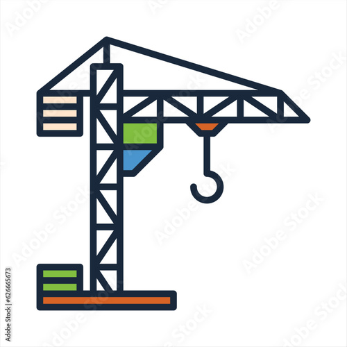 tower crane civil engineer color icon vector. tower crane civil engineer sign. isolated symbol illustration.crane construction car vehicle color icon vector. crane construction car vehicle sign
